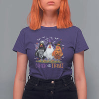 Funny Halloween T Shirt For Women Chick Or Treat Chicken Farm Witches Skeleton - Wonder Print Shop