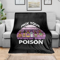 Funny Halloween Throw Blanket Pick Your Poison Wine Bottles Witch - Wonder Print Shop