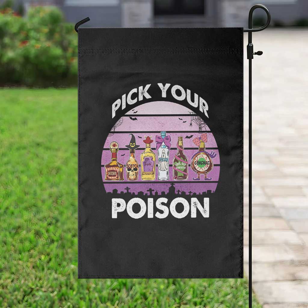 Funny Halloween Garden Flag Pick Your Poison Wine Bottles Witch - Wonder Print Shop