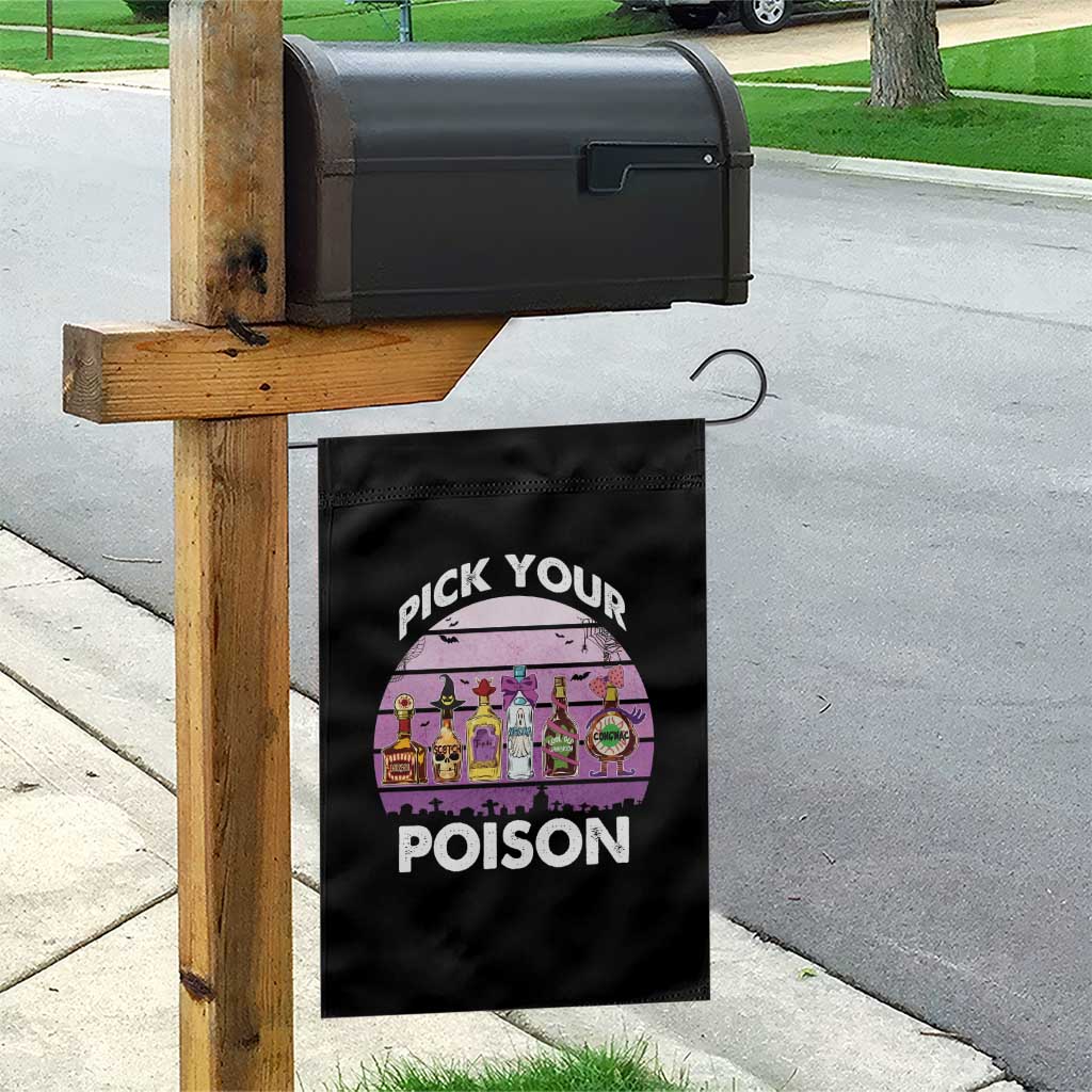 Funny Halloween Garden Flag Pick Your Poison Wine Bottles Witch - Wonder Print Shop