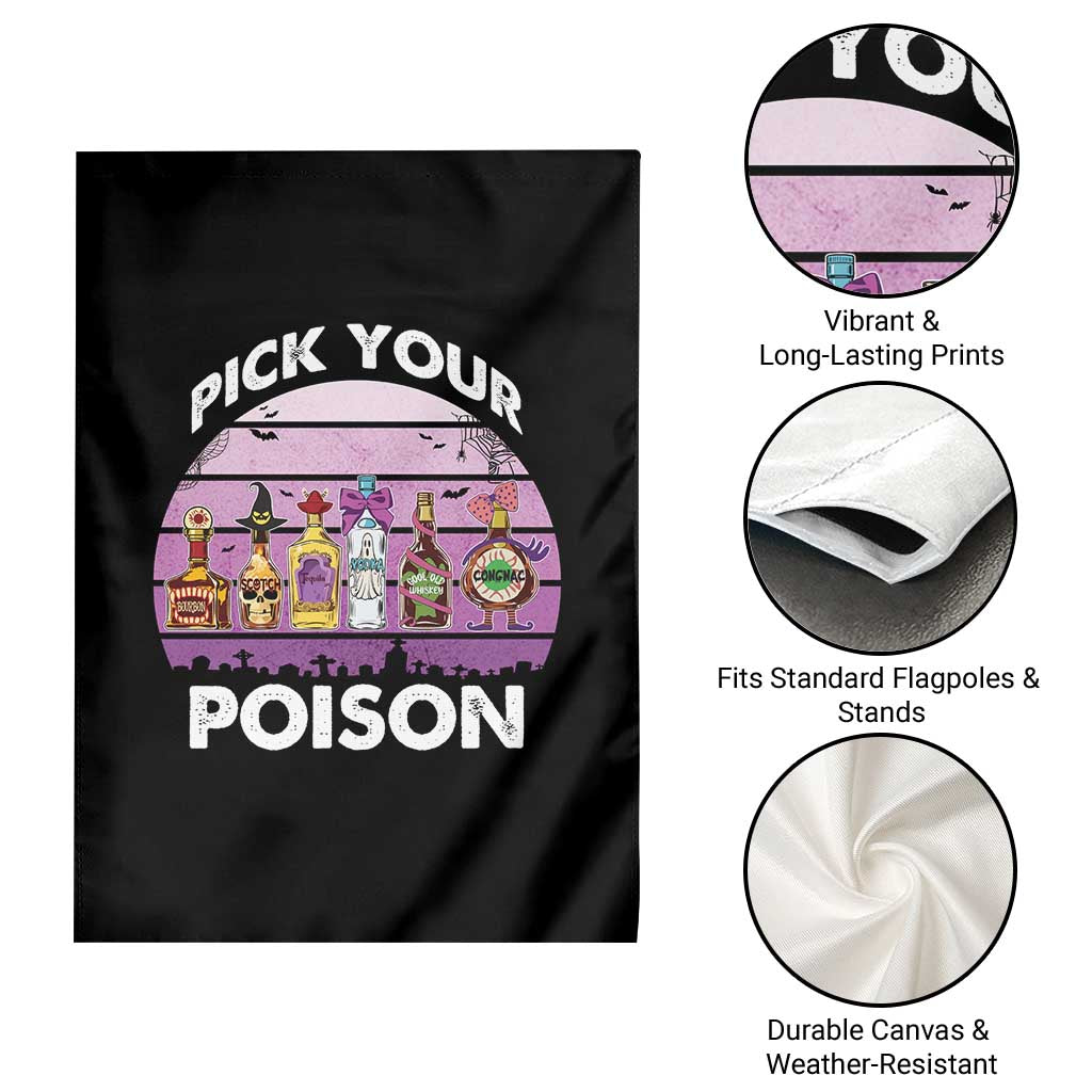 Funny Halloween Garden Flag Pick Your Poison Wine Bottles Witch - Wonder Print Shop