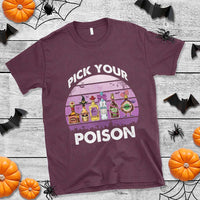 Funny Halloween T Shirt Pick Your Poison Wine Bottles Witch - Wonder Print Shop