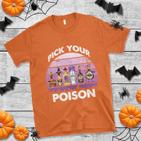 Funny Halloween T Shirt Pick Your Poison Wine Bottles Witch - Wonder Print Shop