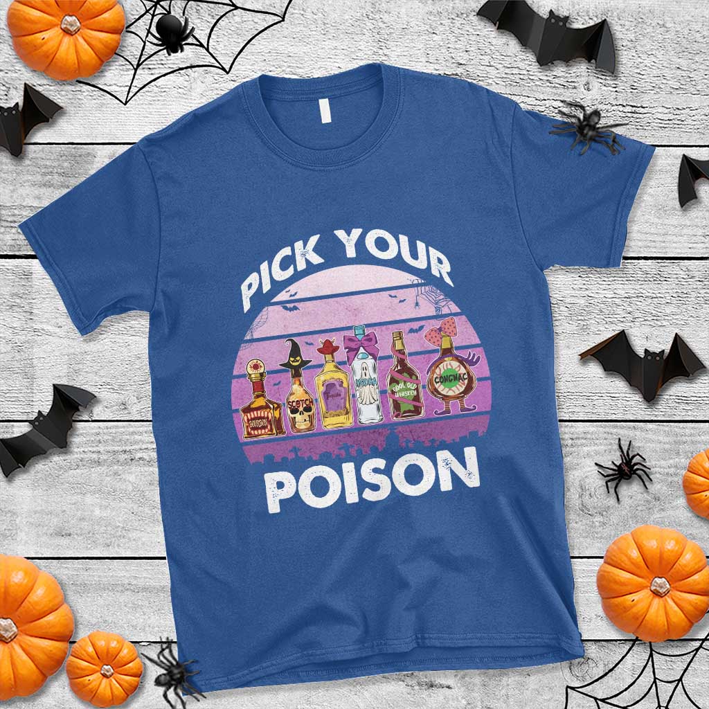 Funny Halloween T Shirt Pick Your Poison Wine Bottles Witch - Wonder Print Shop