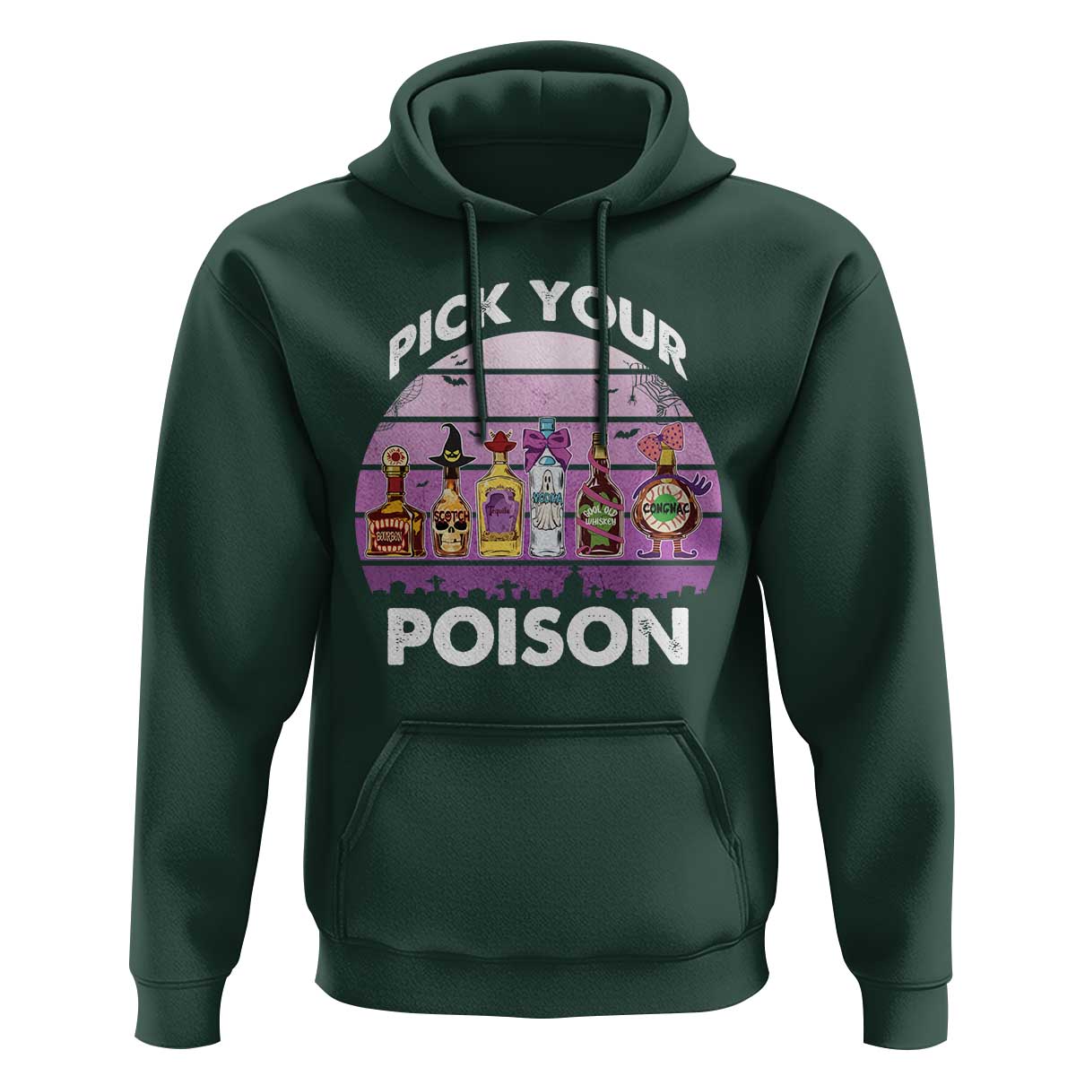 Funny Halloween Hoodie Pick Your Poison Wine Bottles Witch