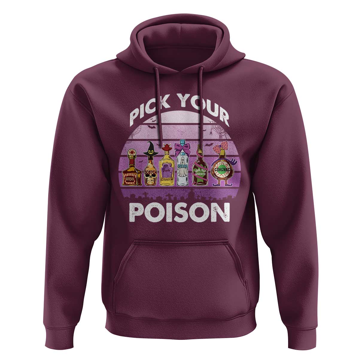 Funny Halloween Hoodie Pick Your Poison Wine Bottles Witch