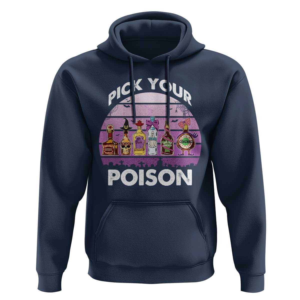 Funny Halloween Hoodie Pick Your Poison Wine Bottles Witch