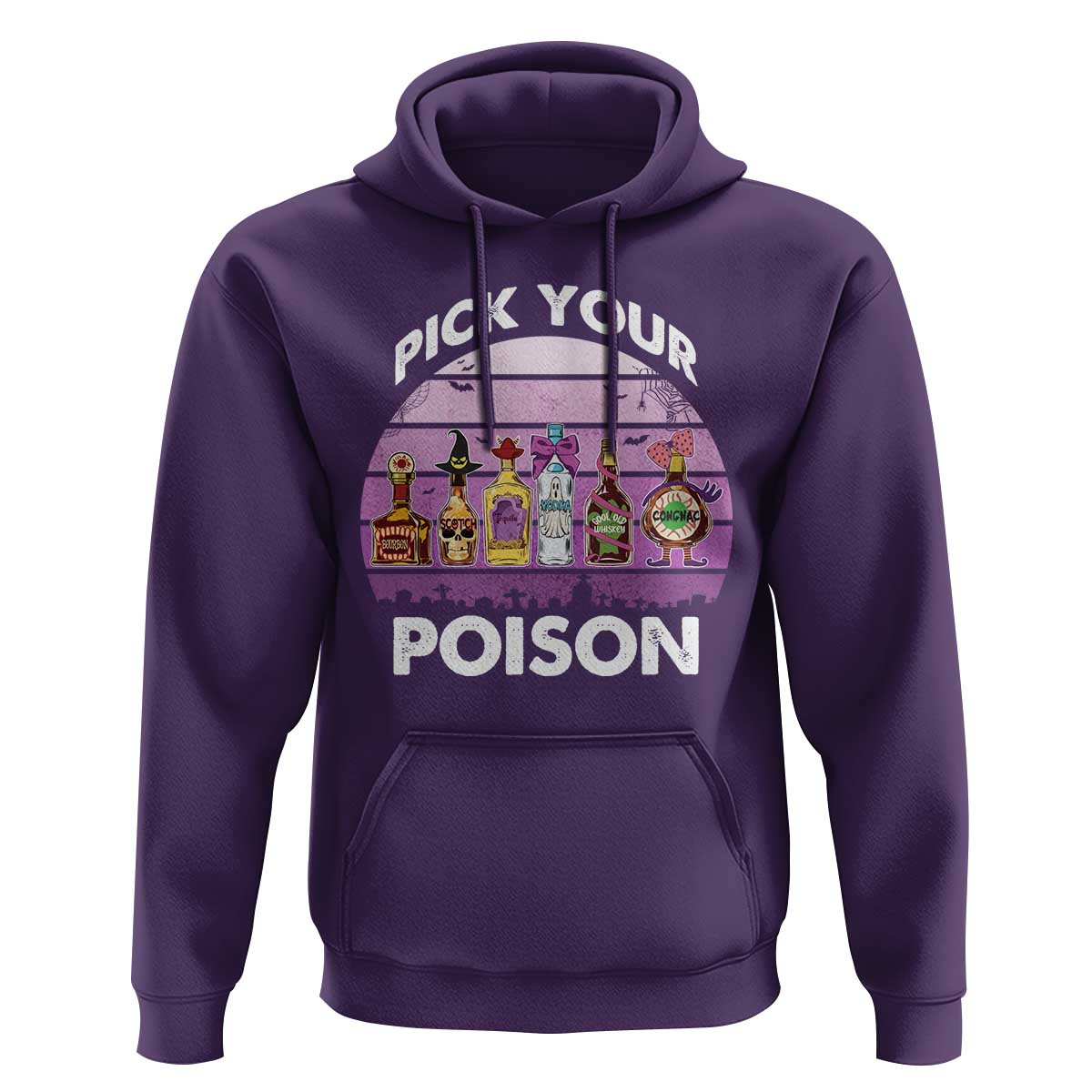 Funny Halloween Hoodie Pick Your Poison Wine Bottles Witch