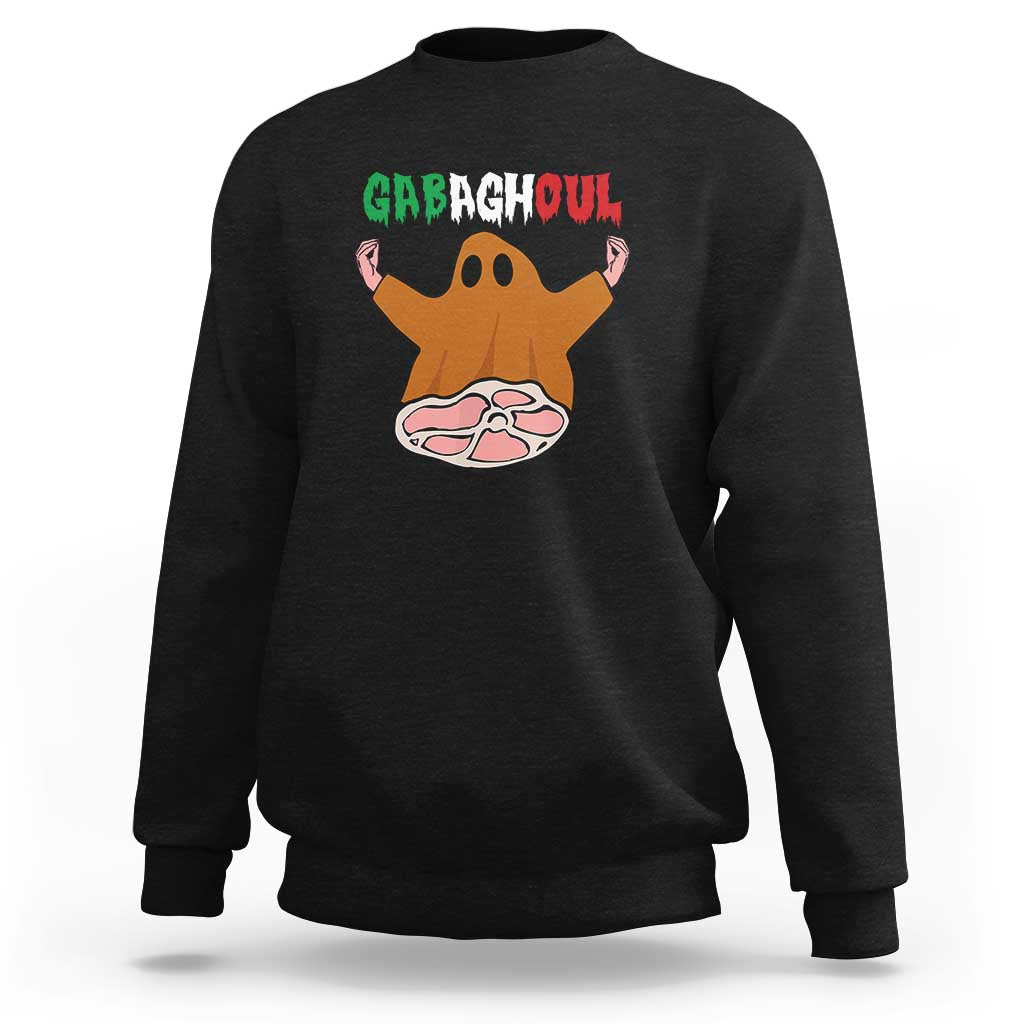 Funny Halloween Sweatshirt Gabaghoul Ghost Italian Flag Ham - Wonder Print Shop