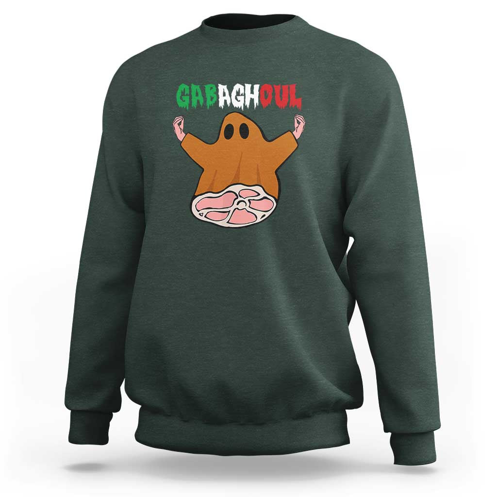 Funny Halloween Sweatshirt Gabaghoul Ghost Italian Flag Ham - Wonder Print Shop