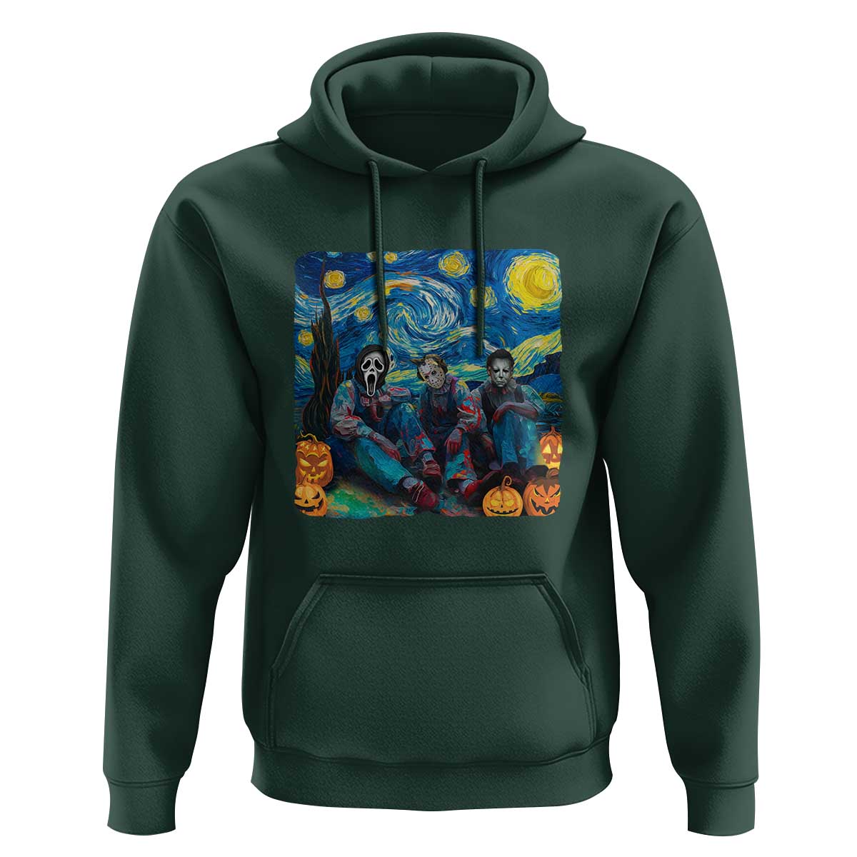 Halloween Hoodie Scary Murderers Starry Night Pumpkin Vincent Van Gogh