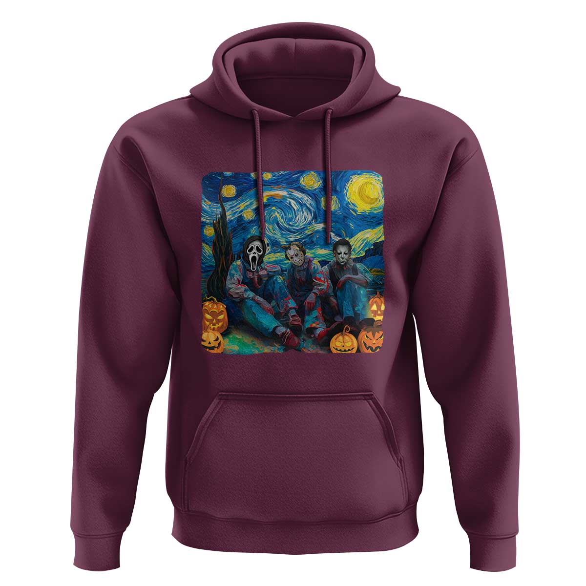 Halloween Hoodie Scary Murderers Starry Night Pumpkin Vincent Van Gogh