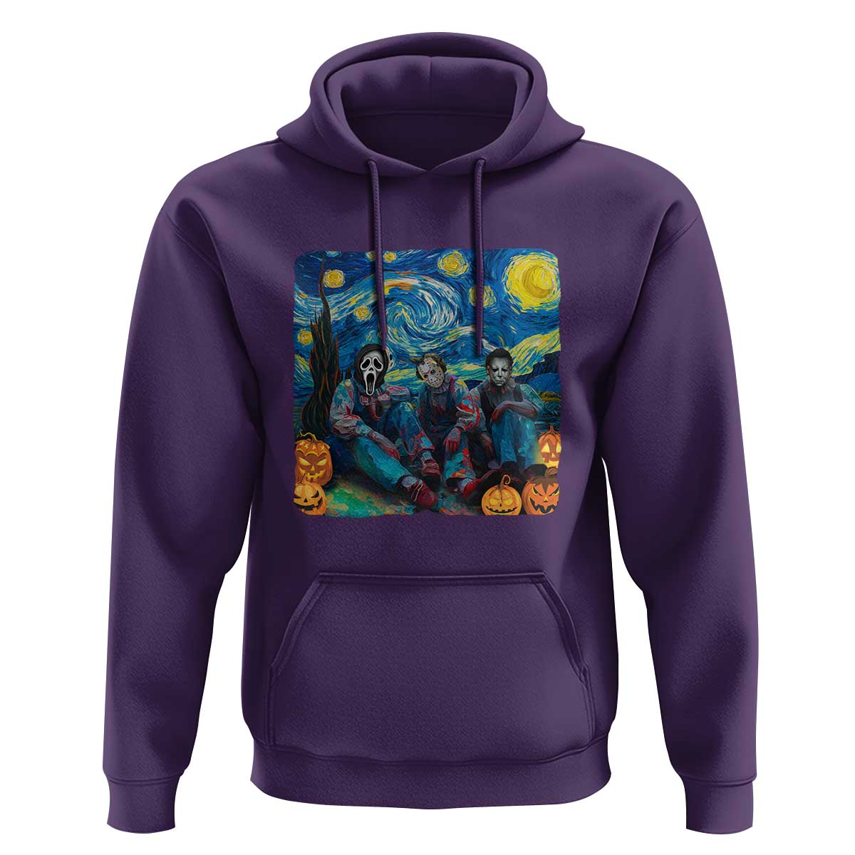 Halloween Hoodie Scary Murderers Starry Night Pumpkin Vincent Van Gogh