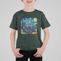 Halloween T Shirt For Kid Scary Murderers Starry Night Pumpkin Vincent Van Gogh - Wonder Print Shop