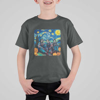 Halloween T Shirt For Kid Scary Murderers Starry Night Pumpkin Vincent Van Gogh - Wonder Print Shop