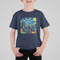 Halloween T Shirt For Kid Scary Murderers Starry Night Pumpkin Vincent Van Gogh - Wonder Print Shop
