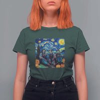 Halloween T Shirt For Women Scary Murderers Starry Night Pumpkin Vincent Van Gogh - Wonder Print Shop