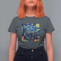 Halloween T Shirt For Women Scary Murderers Starry Night Pumpkin Vincent Van Gogh - Wonder Print Shop
