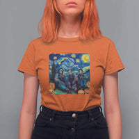 Halloween T Shirt For Women Scary Murderers Starry Night Pumpkin Vincent Van Gogh - Wonder Print Shop