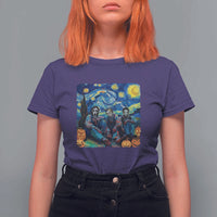 Halloween T Shirt For Women Scary Murderers Starry Night Pumpkin Vincent Van Gogh - Wonder Print Shop