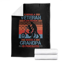 Veteran Grandpa Throw Blanket Being A Veteran Is An Honor Being A Grandpa Is Priceless