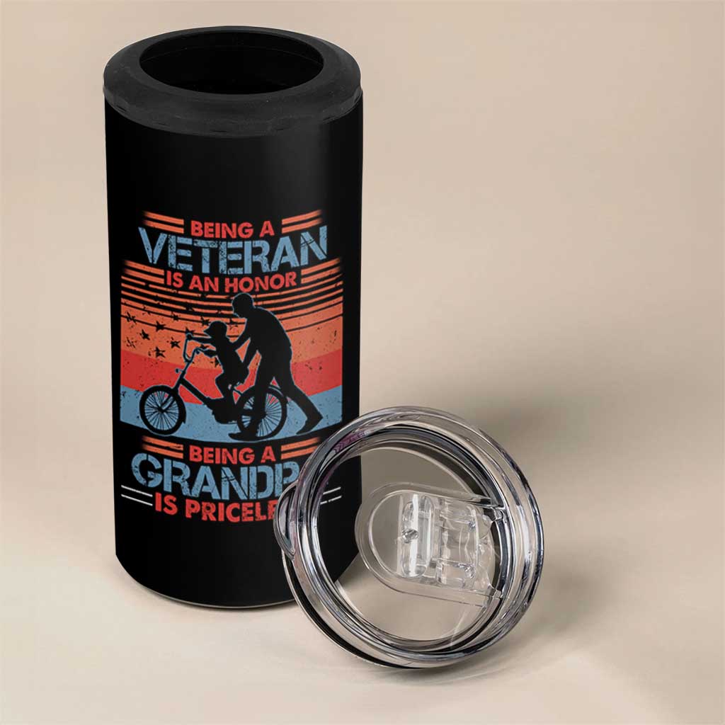 Veteran Grandpa 4 in 1 Can Cooler Tumbler Being A Veteran Is An Honor Being A Grandpa Is Priceless