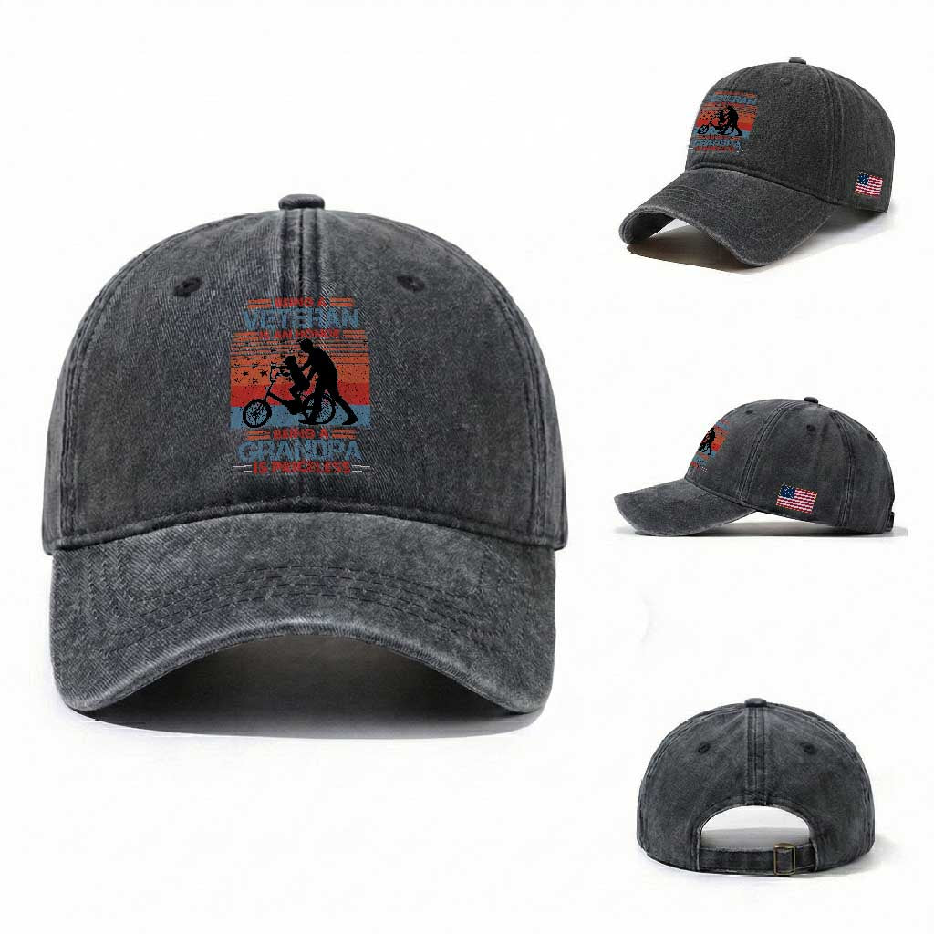 Veteran Grandpa Washed Cotton Baseball Cap Being A Veteran Is An Honor Being A Grandpa Is Priceless