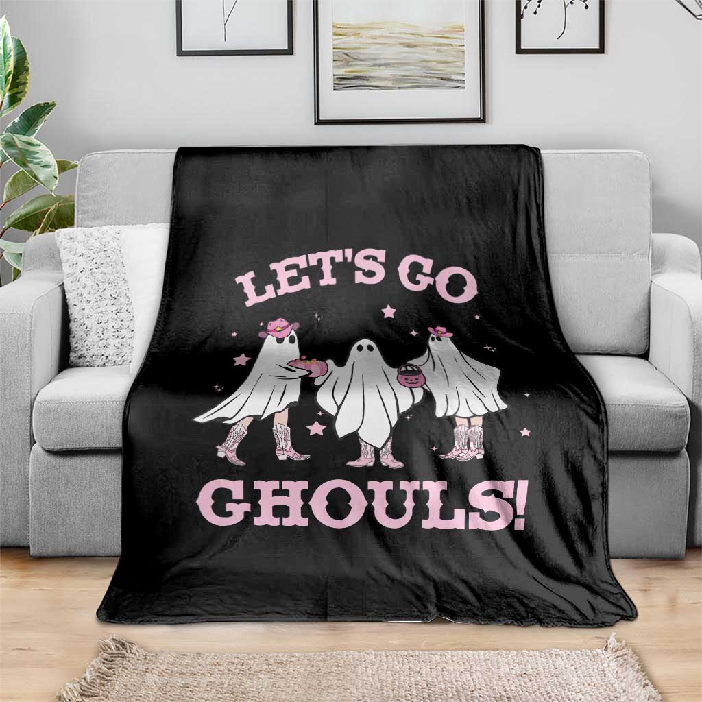 Funny Halloween Throw Blanket Let's Go Ghouls Cowgirl Western Ghost - Wonder Print Shop