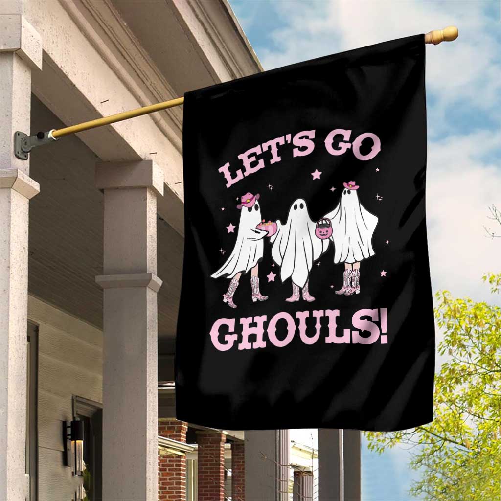 Funny Halloween Garden Flag Let's Go Ghouls Cowgirl Western Ghost - Wonder Print Shop