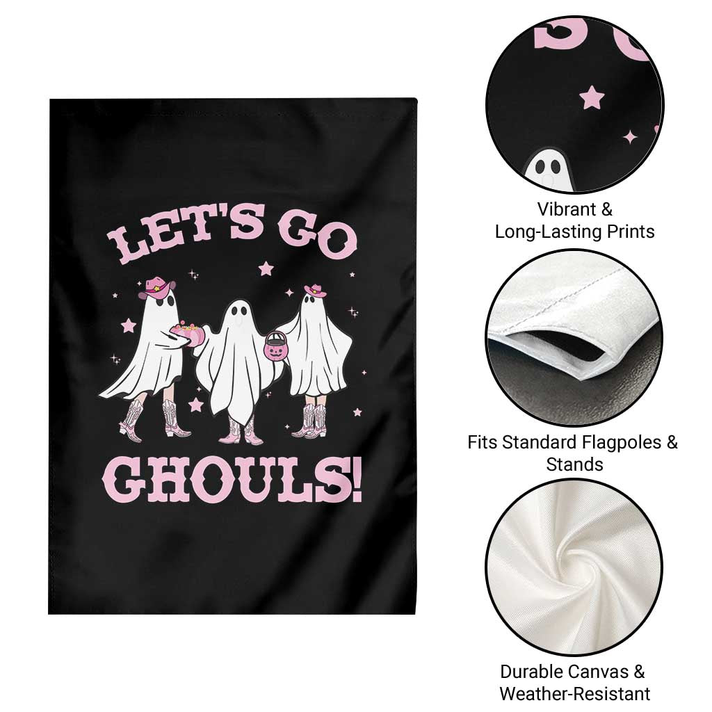 Funny Halloween Garden Flag Let's Go Ghouls Cowgirl Western Ghost - Wonder Print Shop