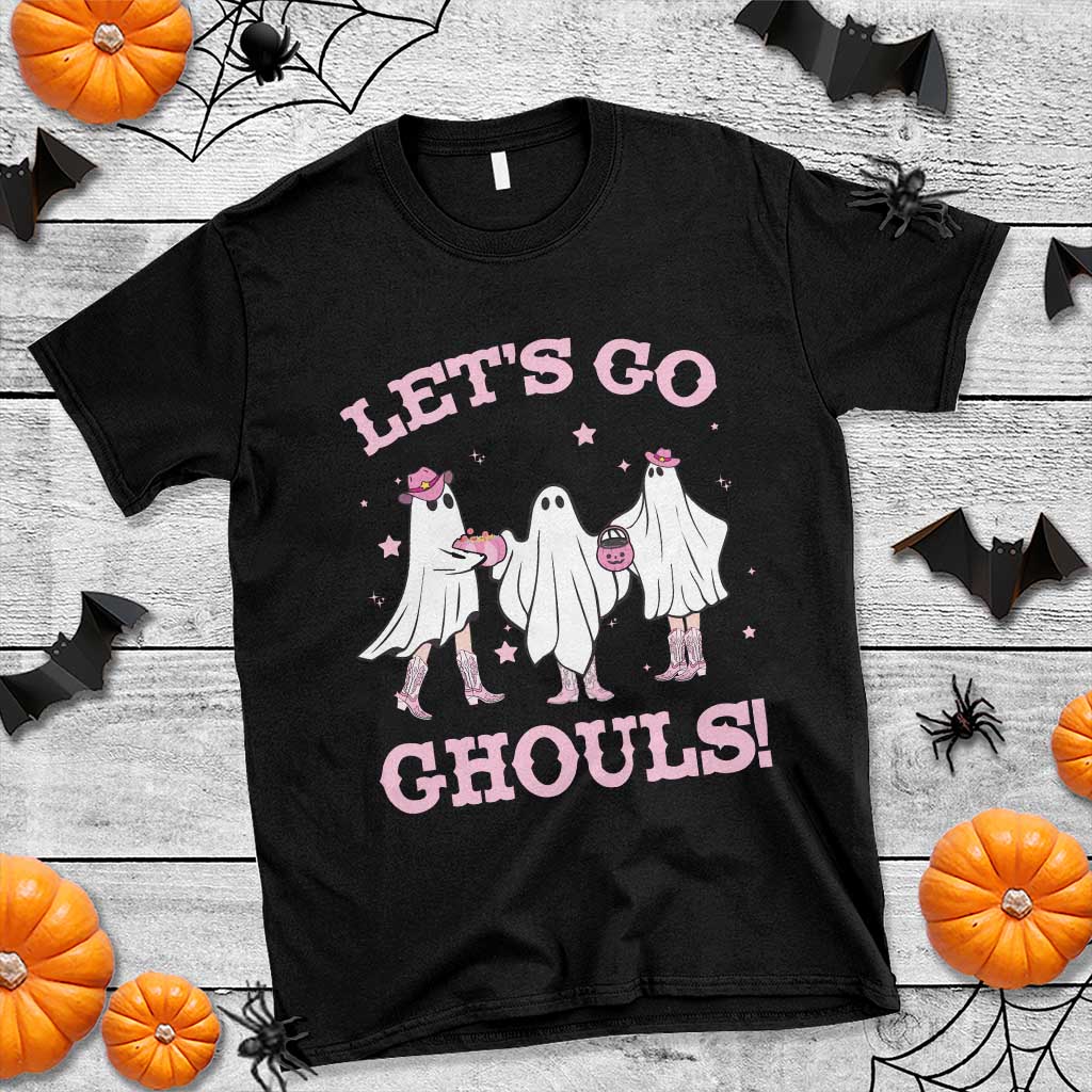 Funny Halloween T Shirt Let's Go Ghouls Cowgirl Western Ghost - Wonder Print Shop