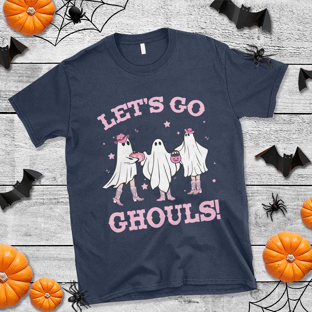 Funny Halloween T Shirt Let's Go Ghouls Cowgirl Western Ghost - Wonder Print Shop