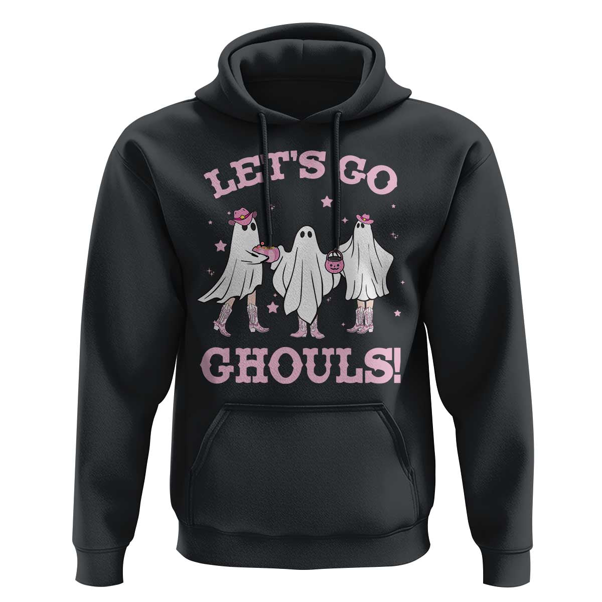 Funny Halloween Hoodie Let's Go Ghouls Cowgirl Western Ghost