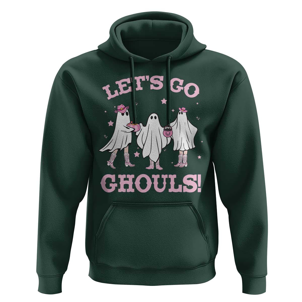 Funny Halloween Hoodie Let's Go Ghouls Cowgirl Western Ghost