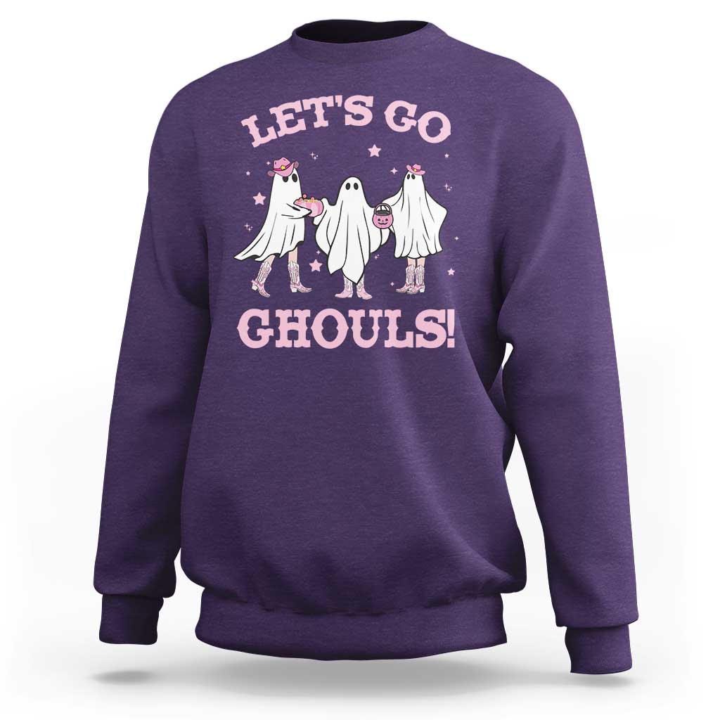 Funny Halloween Sweatshirt Let's Go Ghouls Cowgirl Western Ghost - Wonder Print Shop