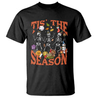 Funny HalloThankMas T Shirt Tis The Season Halloween Thanksgiving Christmas Skeleton - Wonder Print Shop