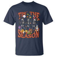 Funny HalloThankMas T Shirt Tis The Season Halloween Thanksgiving Christmas Skeleton - Wonder Print Shop