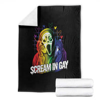Halloween LGBT Throw Blanket Scream In Gay Ghost Murderer Rainbow - Wonder Print Shop