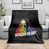 Halloween LGBT Throw Blanket Scream In Gay Ghost Murderer Rainbow - Wonder Print Shop