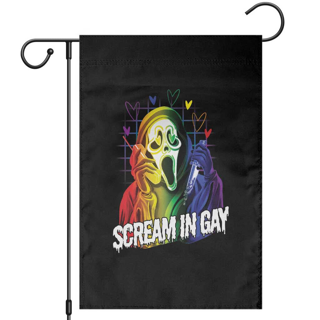 Halloween LGBT Garden Flag Scream In Gay Ghost Murderer Rainbow - Wonder Print Shop