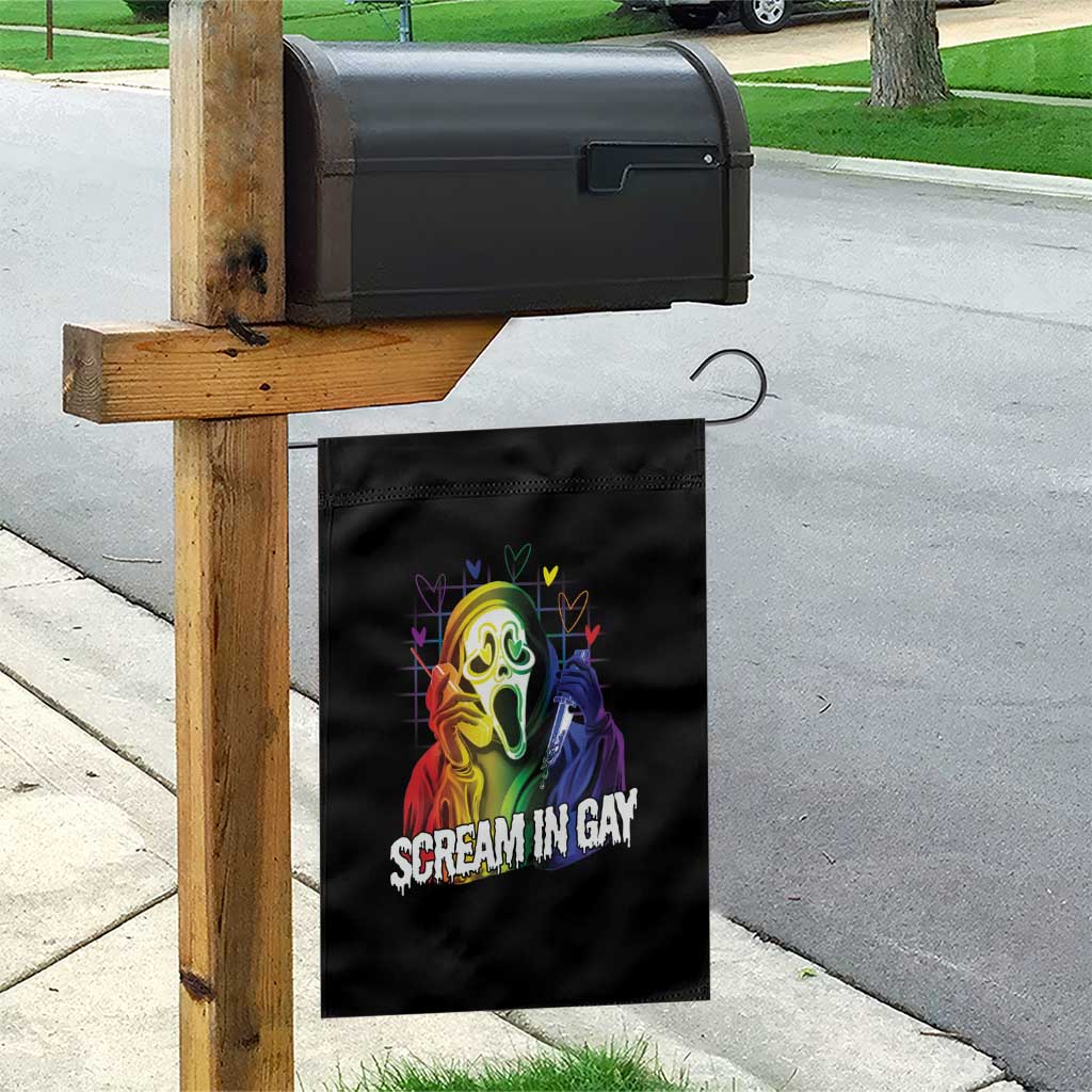 Halloween LGBT Garden Flag Scream In Gay Ghost Murderer Rainbow - Wonder Print Shop