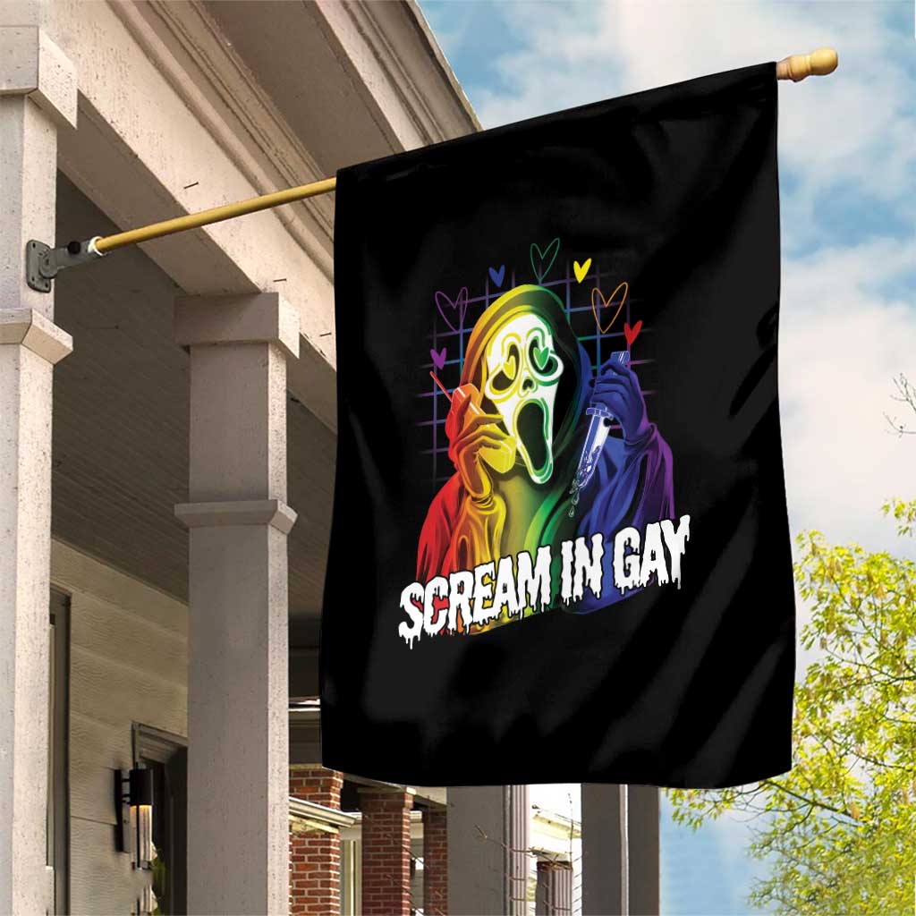Halloween LGBT Garden Flag Scream In Gay Ghost Murderer Rainbow - Wonder Print Shop