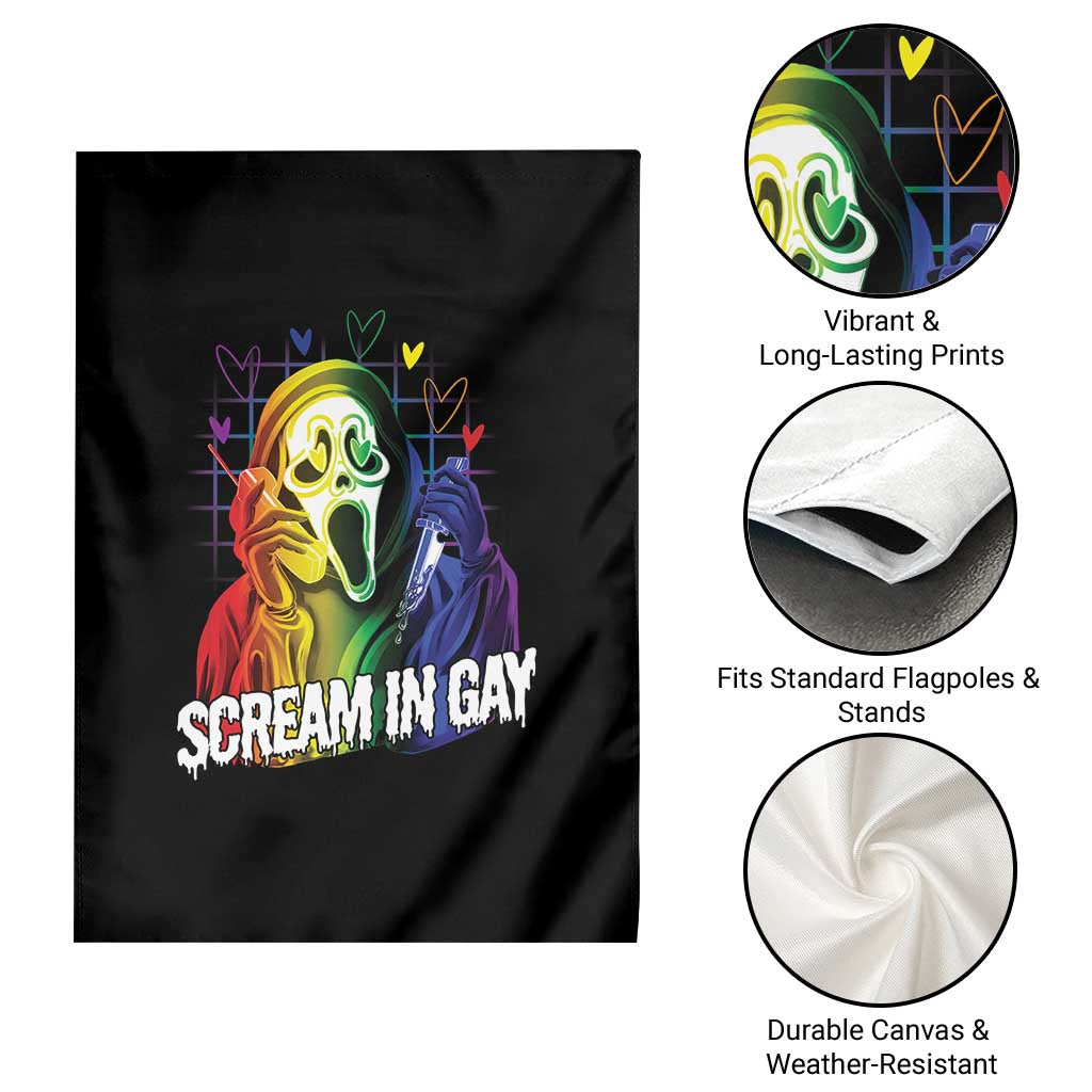 Halloween LGBT Garden Flag Scream In Gay Ghost Murderer Rainbow - Wonder Print Shop