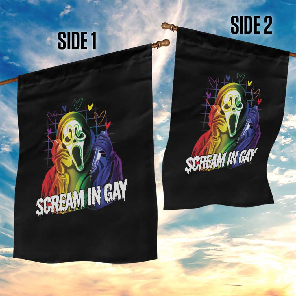 Halloween LGBT Garden Flag Scream In Gay Ghost Murderer Rainbow - Wonder Print Shop