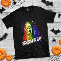 Halloween LGBT T Shirt Scream In Gay Ghost Murderer Rainbow - Wonder Print Shop