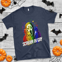 Halloween LGBT T Shirt Scream In Gay Ghost Murderer Rainbow - Wonder Print Shop