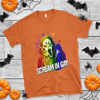 Halloween LGBT T Shirt Scream In Gay Ghost Murderer Rainbow - Wonder Print Shop