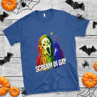 Halloween LGBT T Shirt Scream In Gay Ghost Murderer Rainbow - Wonder Print Shop