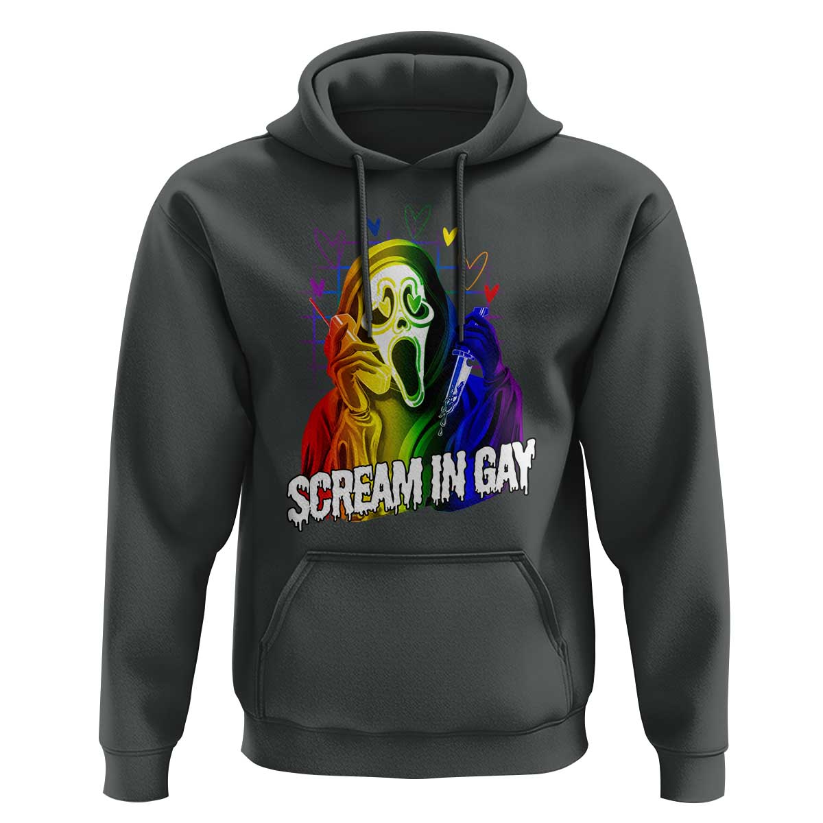 Halloween LGBT Hoodie Scream In Gay Ghost Murderer Rainbow