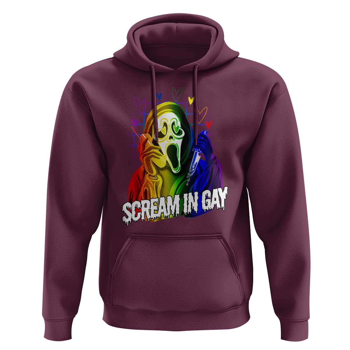 Halloween LGBT Hoodie Scream In Gay Ghost Murderer Rainbow